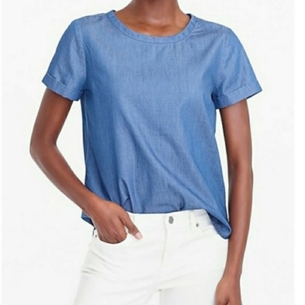 J. Crew Short Sleeve Chambray Crew neck